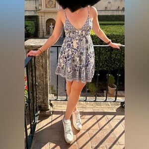 Floral Blue and White Summer Dress